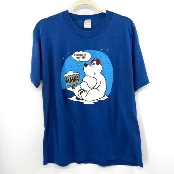 Sportswear Alaska women's Blue Short Sleeve Crew Neck T-Shirt Size Large - Picture 1 of 13